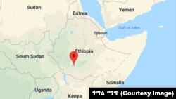 አማሮ ወረዳን የሚጠቁም የኢትዮጵያ ካርታ ከጎግል ማፕ ላይ