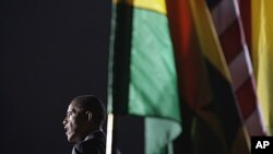 President Barack Obama speaks at a departure ceremony at the airport in Accra, Ghana, July 11, 2009 (file photo).