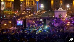 Protesters rally at Independence Square in Kyiv, Ukraine, on Dec. 2, 2013, as anger mounts at the decision to ditch a deal that would bring closer ties to the European Union. 