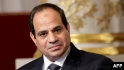 FILE - Egyptian President Abdel Fattah el-Sissi delivers a statement following a meeting at the Elysee Palace in Paris, Nov. 26, 2014. 