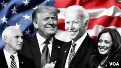 共和黨總統候選人特朗普總統和彭斯副總統，民主黨總統候選人前副總統拜登和聯邦參議員賀錦麗（哈里斯）