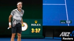 Roger Federer lors de la finale de l'Australian Open, à Melbourne, le 29 janvier 2017.