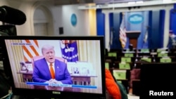 A pre-recorded video of U.S. President Donald Trump addressing the U.S. Capitol riot