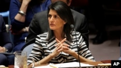 FILE - United States Ambassador to the United Nations Nikki Haley attends a meeting of the Security Council at U.N. headquarters in New York, Feb. 7, 2017.
