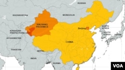 Peta provinsi Xinjiang, China (Foto: dok).