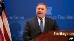 Državni sekretar Mike Pompeo govori u Fondaciji Heritage, Washington.