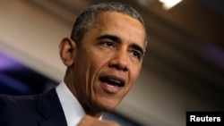 US President Barack Obama delivers a statement on the economy at the press briefing room at the White House in Washington, US, May 6, 2016. 