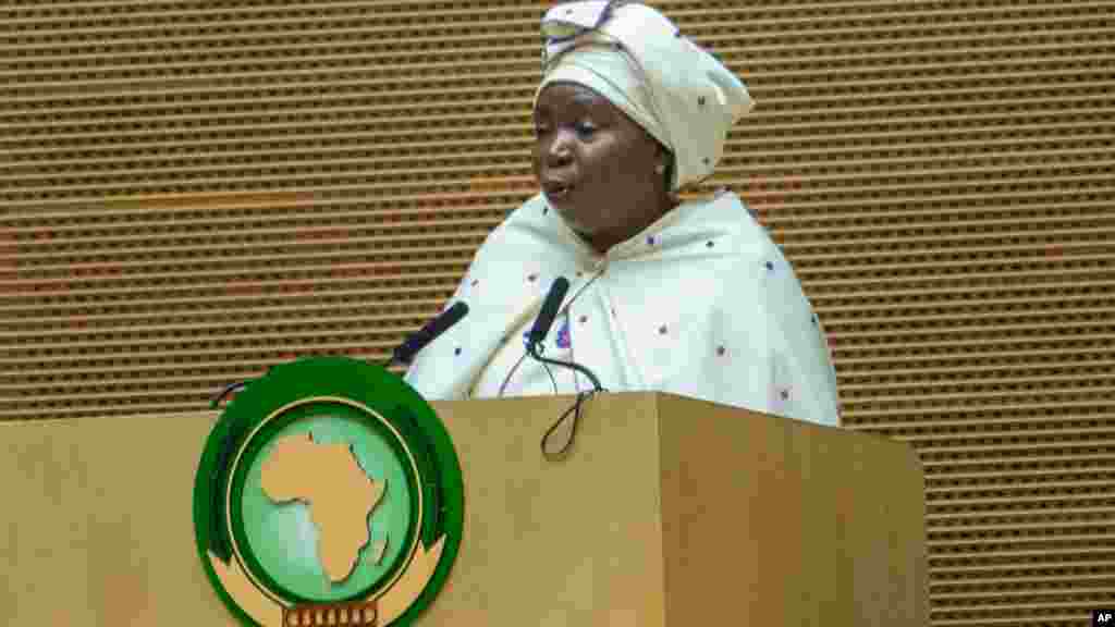 African Union Commission Chairperson Nkosazana Dlamini Zuma, delivers a speech during the opening ceremony of the 26 ordinary of the African Union Summit in Ethiopian capital Addis Ababa, Saturday, Jan. 30, 2016.