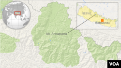 Peta letak gunung Annapurna di Nepal, lokasi kejadian salju longsor, Rabu (15/10) yang lalu.