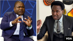 Filipe Nyusi, Presidente de Moçambique (esq), e Venâncio Mondlane, candidato presidencial (dir), Moçambique