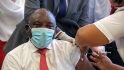 South African President Cyril Ramaphosa receives the Johnson and Johnson coronavirus disease (COVID-19) vaccination at the Khayelitsha Hospital near Cape Town, South Africa, Feb. 17, 2021.