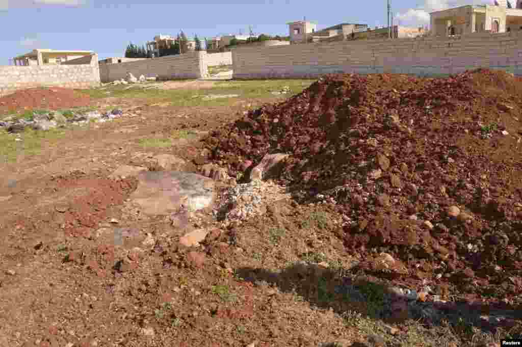 A general view shows the site near Aleppo where residents say a March 19 chemical weapon attack occurred.