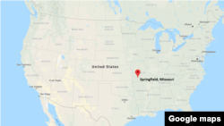 Map showing the location of Springfield, Missouri