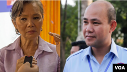 FILE: Mu Sochua, Member of Parliament of dissloved CNRP (left) and Hun Many, president of Union Youth Federations of Cambodia (UYFC) and son of Cambodian Prime Minister Hun Sen. ( Leng Len/VOA Khmer)