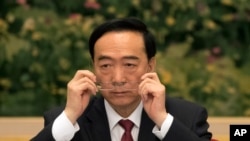 2017年10月19日，在北京舉行的中共第十九次黨代會期間，新疆黨委書記陳全國在新疆代表團會議上。
