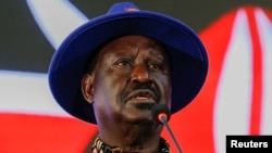 Le chef de l'opposition kenyane Raila Odinga de l'Alliance One Kenya, qui a contesté l'élection présidentielle, s'adresse à la nation après l'annonce des résultats de l'élection présidentielle à Nairobi, au Kenya, le 16 août